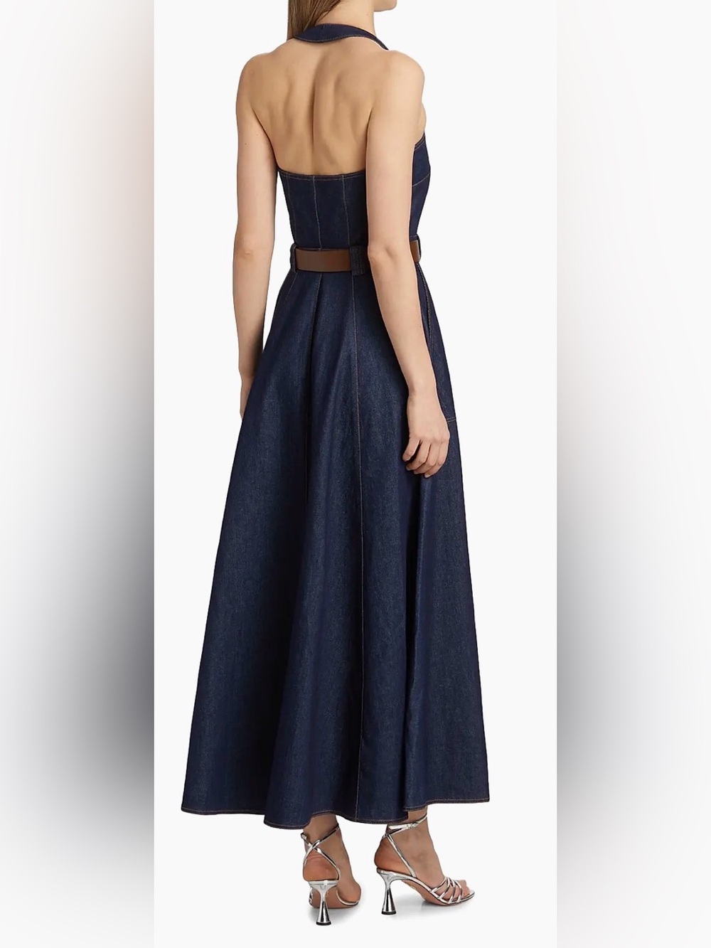 NWT NICHOLAS Anastasia Utility Halterneck Denim Indigo Midi Belted Dress 2 - Picture 5 of 17